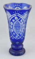 Kék ólomkristály váza, hibátlan, m:24cm
