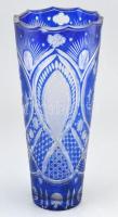 Kék ólomkristály váza, hibátlan, m:26,5cm