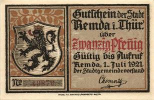 Német Birodalom / Weimari Köztársaság / Remda 1921. 20Pf + 30Pf + 50Pf 3klf db, teljes sor T:I