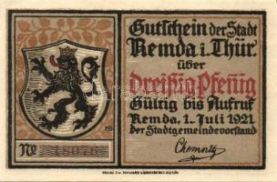 Német Birodalom / Weimari Köztársaság / Remda 1921. 20Pf + 30Pf + 50Pf 3klf db, teljes sor T:I