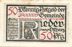 Német Birodalom / Weimari Köztársaság / Rieder 1921. 50Pf(7x) 7klf db, teljes sor T:I