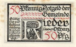 Német Birodalom / Weimari Köztársaság / Rieder 1921. 50Pf(7x) 7klf db, teljes sor T:I