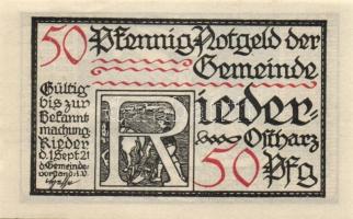 Német Birodalom / Weimari Köztársaság / Rieder 1921. 50Pf(7x) 7klf db, teljes sor T:I