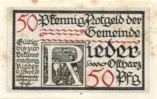 Német Birodalom / Weimari Köztársaság / Rieder 1921. 50Pf(7x) 7klf db, teljes sor T:I