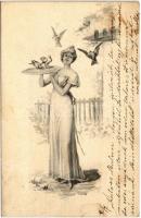 Lady art postcard. B.K.W.I. 731/2. (fl)