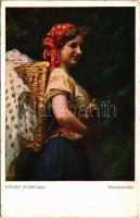 Wäschermädel / Lady art postcard, washerwoman. Galerie Wiener Künstler Nr. 10. s: Rudolf Fuchs