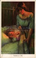 1921 &quot;Tucking In&quot; Time / Lady with child art postcard. Reinthal &amp; Newman Pubs. No. 450. s: Alfred James Dewey (EK)