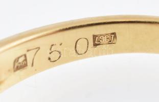 Arany (Au/18k) szíves gyűrű, brillekkel (18db) ékítve (cca. 0,07ct összesen) Jelzett, m: 53,5. brutt...