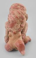 Mexikói pajzán, erotikus kerámia szobor, jelzés nélkül, m: 16 cm