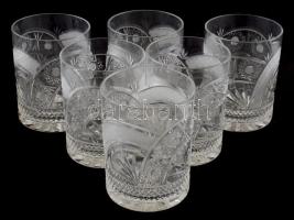6 db kristály whiskys pohár, tumbler 9,5 cm