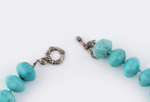 Nagy szemű türkizes nyaklánc, h: 52 cm