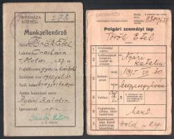 cca 1916-52 7 db Orosházához köthető okmány: 1926 fényképes szolgálati (cseléd) könyv, 1000 korona o...