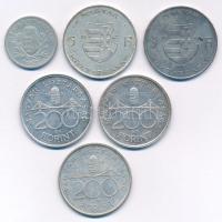 1927. 1P Ag + 1947. 5Ft Ag "Kossuth" (2x) + 1992. 200Ft Ag "MNB" + 1994. 200Ft A...