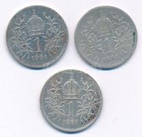 Ausztria 1896. 1K Ag "Ferenc József" + 1901. 1K Ag "Ferenc József" (2x) T:2-,3 p...