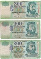 1984. 100Ft + 1998-2007. 200Ft (3xklf) + 1998. 500Ft T:III,III- folt, az egyiken kis szakadások