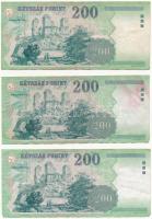 1984. 100Ft + 1998-2007. 200Ft (3xklf) + 1998. 500Ft T:III,III- folt, az egyiken kis szakadások