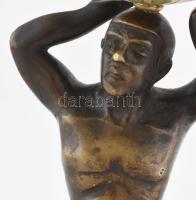 Jelzés nélkül: Atlasz. Bronz, földgömbbel a tetején, márvány talapzaton. Kopásokkal, m: 30 cm