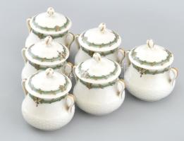 Limoges szósz tartó, 6 db, porcelán, jelzett, kopásokkal, m: 9 cm