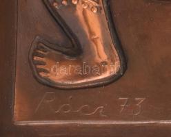 Rácz Edit (1936- ): Búza szedő. Töltött rézlemez, hibátlan, jelzett, falra akasztható 11x11cm