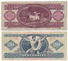 1949. 100Ft restaurált + 1980. 20Ft T:III Adamo F28, F17
