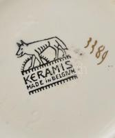 Belga mosdó kancsó, kopásokkal, jelzett, m: 29 cm