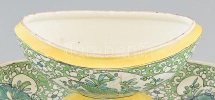 Angol szószos tál, jelzett, kopásokkal, fajansz, m: 17 cm