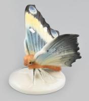 Volkstedt porcelán pillangó. Kézzel festett, jelzett, kis kopással, m: 7 cm