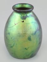Zsolnay labrador mázas váza, jelzett, sérült, m: 10 cm