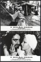 cca 1976 ,,A maláji tigris - Sandokan című film jelenetei és szereplői (köztük Kabir Bedi), 15 db vintage produkciós filmfotó, ezüst zselatinos fotópapíron, a használatból eredő - esetleges - kisebb hibákkal, 18x24 cm