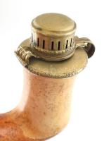 Antik tajtékpipa, fa szárral, jelzett (JHNS) alpakka szerelékkel. Korának megfelelő állapotban, h: 3...