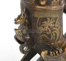 Olvashatatlan kínai jelzéssel: Madaras bőség szaru, bronz, XX. sz első fele, kis kopásokkal, m: 16,5...