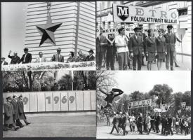 1969. május 1. Felvonulás Budapesten, 13 db vintage riportfotó, ezüst zselatinos fotópapíron, datálva, 13x18 cm