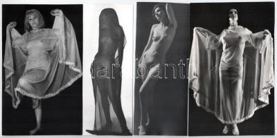cca 1980 előtti felvételek, vegyes válogatás szolidan erotikus képekből, 5 db vintage fotó ezüst zselatinos fotópapíron, 24x17 cm és 17,7x6,7 cm között