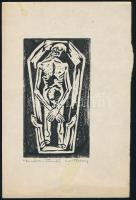 Tokay János (1919-2000 k.): Nosztrai temetés, illusztráció S. Koósa Antal verseskötetéhez. Fametszet, papír, jelzett, 13x7 cm