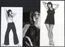 cca 1975 Szolidan erotikus felvételek, 3 db vintage fotó ezüst zselatinos fotópapíron, 24x13 cm és 18x9,4 cm között