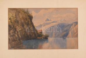 A Luzerni tó. Akvarell, papír, jelzés nélkül. paszpartuban. XIX. sz. közepe. 36x22 cm