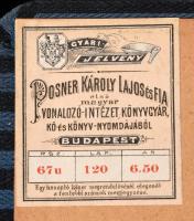 1906 Régi főkönyv, benne néhány bejegyzéssel, közte 1-2 érdekes névvel, Melocco L., Dr. Hefty Frigye...