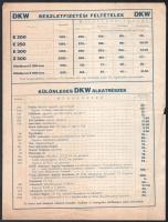 1929 DKW Motorkerékpár árjegyzék prospektus, hajtott, gyűrődésnyommal, 1 sztl. lev