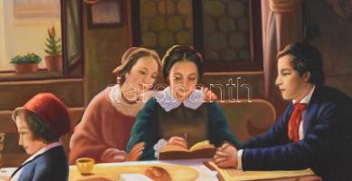 Jelzés nélkül, XX. sz. vége: Zsidó család. Olaj, vászon. 47x59 cm