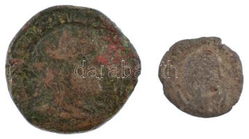 Római Birodalom 2db klf bronzpénz a III-IV. századból T:2-,3 patina, repedés, nagyobb ü. Roman Empire 2pcs of diff bronze coins from the 3rd-4th Century C:VF,F patina, crack, larger ding