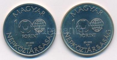 1985. 100Ft alpakka "Labdarúgó Világbajnokság 1986. - Mexikó" + 100Ft alpakka "Labdar...