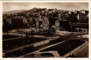 Genova, Genoa; Piazza G. Verdi e Stazione Brignole / square, railway station, tram (EB)