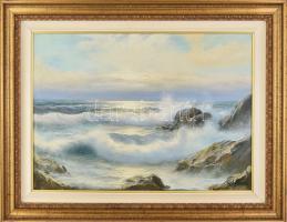 Castellani jelzéssel: Háborgó tenger. Olaj, vászon. 50x70 cm. Dekoratív fakeretben.