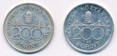 1992. 200Ft Ag "MNB" (2x) T:1-,2 Adamo F13
