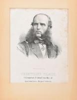 Marastoni József (1834-1895): Tegetthoff Vilmos cs. k. tengerészeti admirális. Litográfia, papír, jelzett a litográfián, kissé foltos, paszpartuban, 24x18 cm