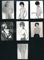 cca 1975 előtti, szolidan erotikus felvételek, 7 db vintage nézőkép egy fotólaboráns hagyatékából, ezüst zselatinos fotópapíron, 7,5x5,5 cm és 6,3x4,5 cm között