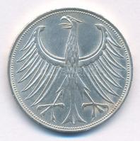 NSZK 1968D 5M Ag T:1- GFR 1968D 5 Mark Ag C:AU Krause KM#112