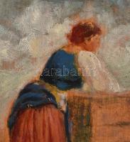 Pállya Carolus (1875-1948/50 körül): Vízhordó lány. Olaj, fa, jelezve balra lent, dekoratív fakeretb...