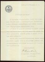 1936 Dr. Rácz Béla dékán aláírása a Református Jogakadémia fejléces papírján