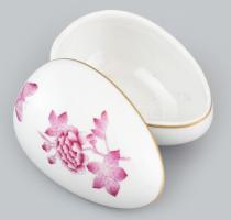 Herendi tojás, bonbonier, jelzett, kopásnyomokkal, 12x7 cm